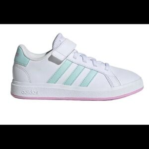 Adidas Kids Sneakers White Mint Green Stripes Size 11c